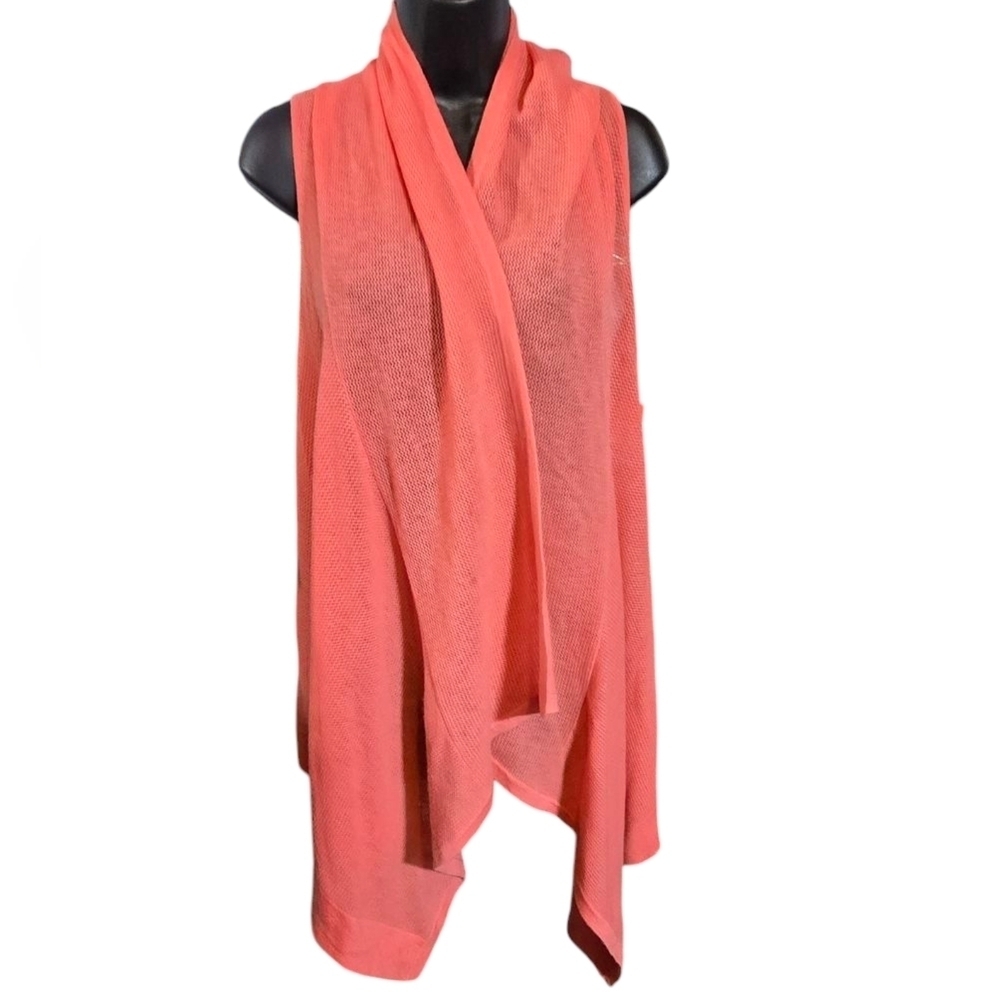 Neiman Marcus The Cashmere Collection Coral Sleeveless Cardigan